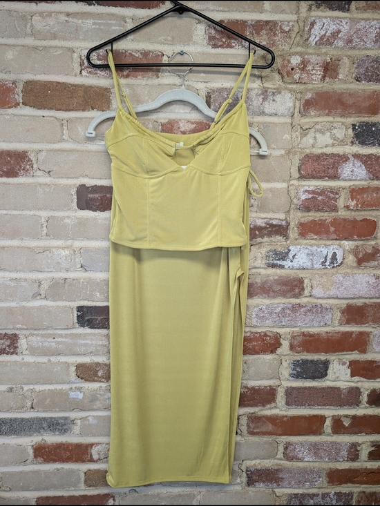 emory park Dresses & Skirts - emory park Yellow Spaghetti-Style Midi Dress with Side Tie